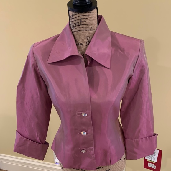 New JS Collections Pink Blouse Rhinestone Buttons - Picture 3 of 3